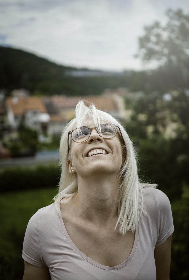 a girl looking up